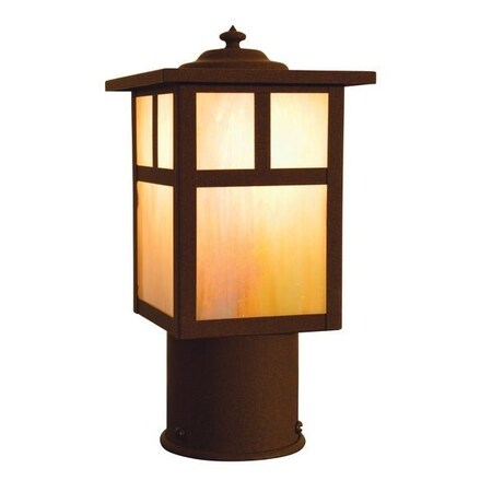 Arroyo Craftsman 5" Mission Post Mount Without Overlay (Empty), Rustic Brown, Tan Glass MP-5ETN-RB